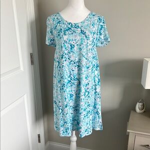 Talbots Knit Casual Blue Patterned Dress